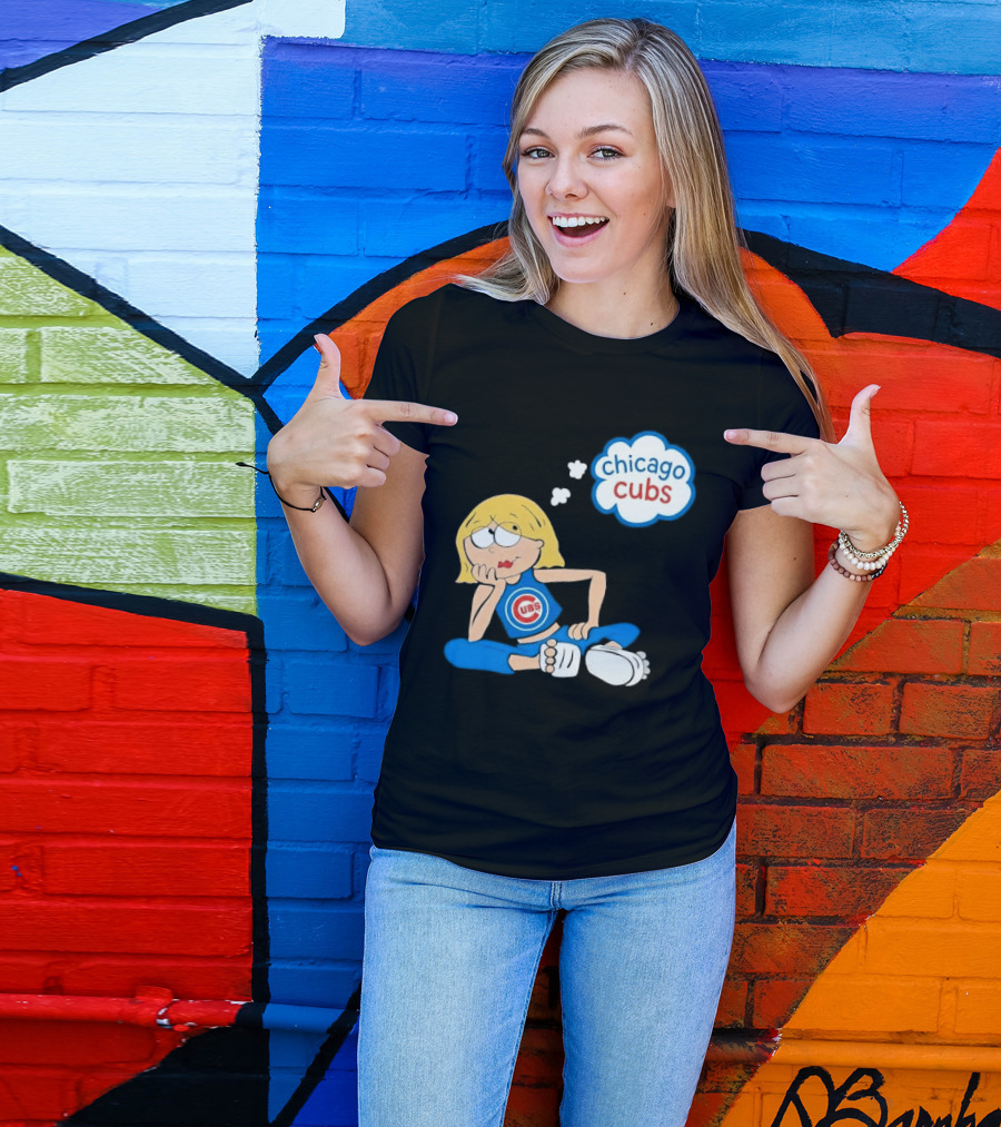 Chicago Cubs MLB Blonde Cartoon Girl Sitting Thought Bubble T-Shirt