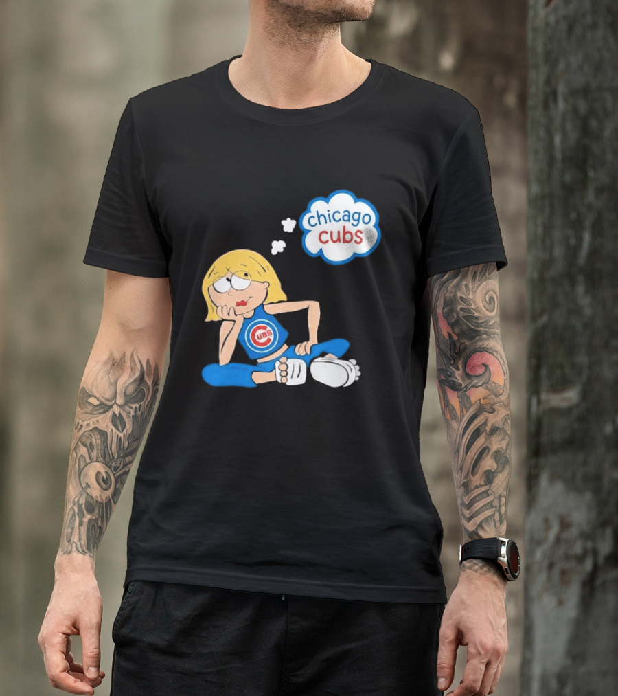 Chicago Cubs MLB Blonde Cartoon Girl Sitting Thought Bubble T-Shirt