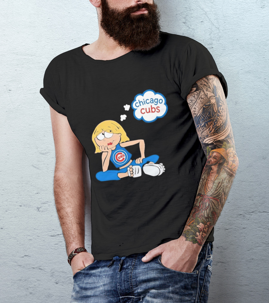 Chicago Cubs MLB Blonde Cartoon Girl Sitting Thought Bubble T-Shirt