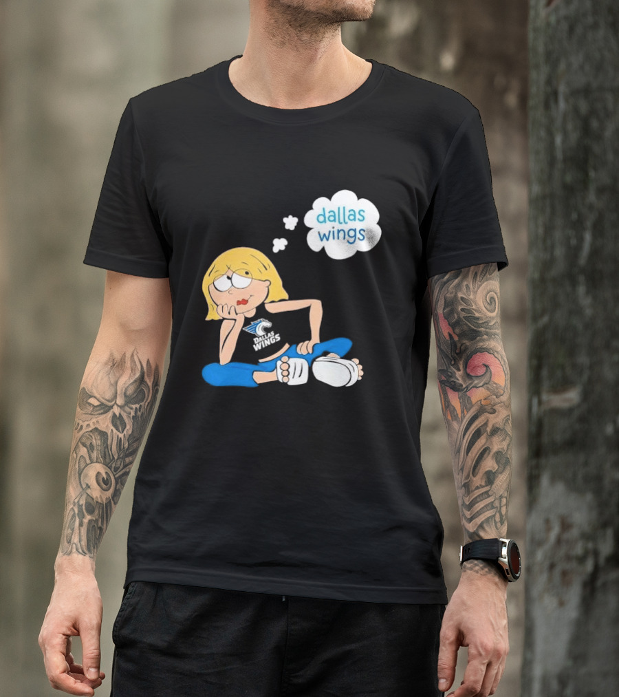 Dallas Wings WNBA Cartoon Blonde Girl Daydreaming Thought Bubble T-Shirt