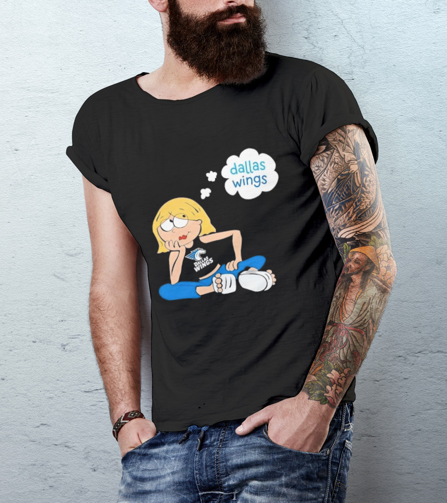 Dallas Wings WNBA Cartoon Blonde Girl Daydreaming Thought Bubble T-Shirt