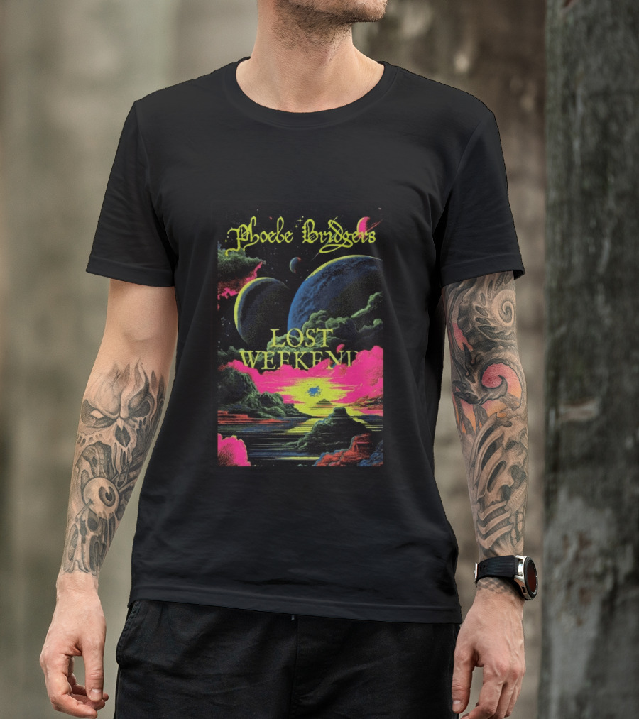 Phoebe Bridgers Lost Weekend 2026 Cosmic Event Planets Clouds Neon T-Shirt