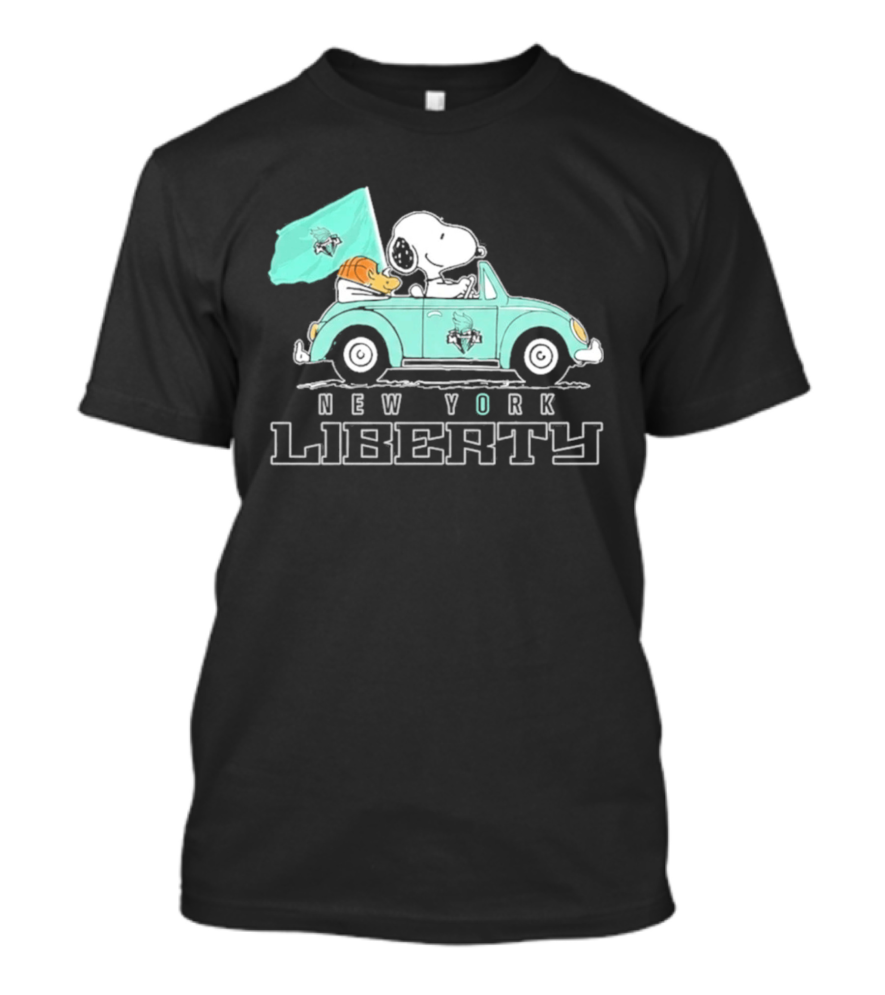 Snoopy Driving Car New York Liberty WNBA Basketball T-Shirt