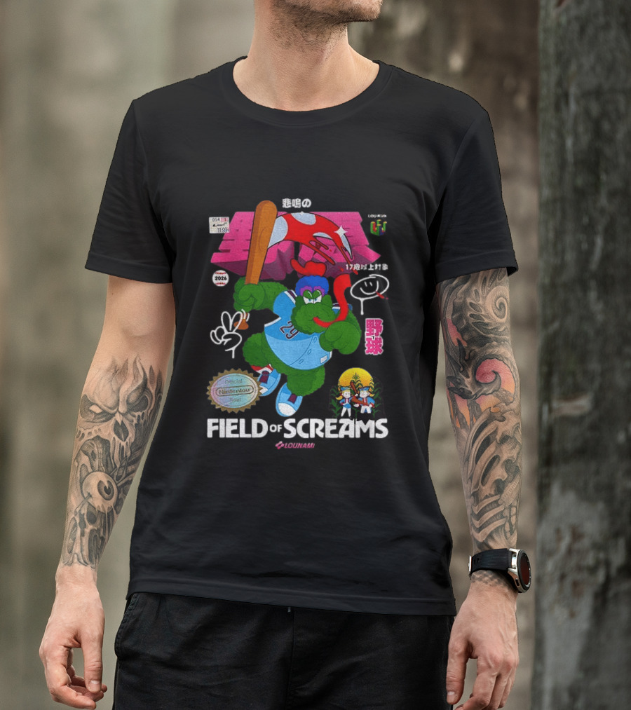 MLB 2026 Phillies Vs Twins Field Of Screams Featuring Konami Nintendo Baseball T-Shirt