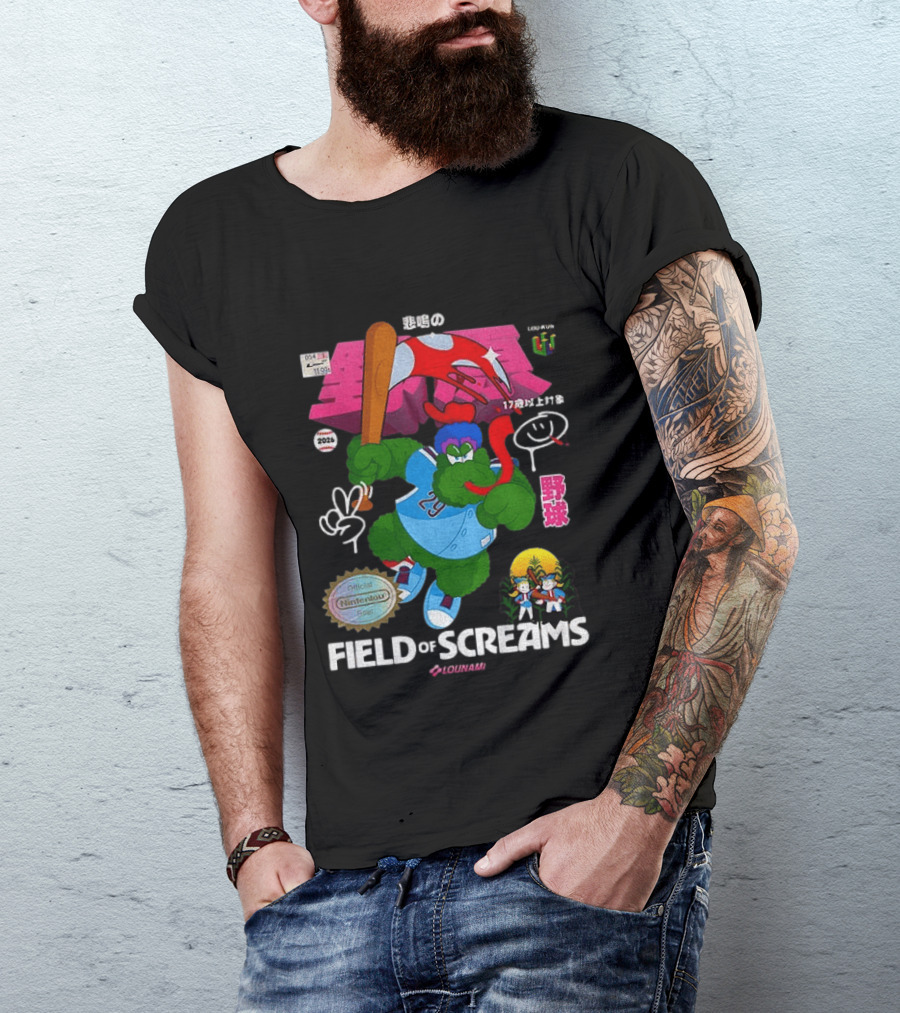 MLB 2026 Phillies Vs Twins Field Of Screams Featuring Konami Nintendo Baseball T-Shirt