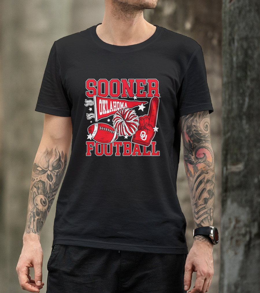 Oklahoma Sooners Football Sooner OU Pom Pom Foam Finger Pennant T-Shirt
