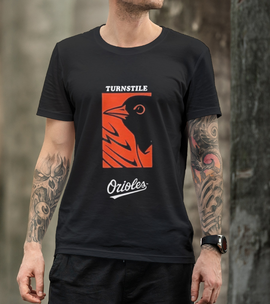 Turnstile Orioles Collaboration Bird Graphic Baltimore Team Merchandise T-Shirt
