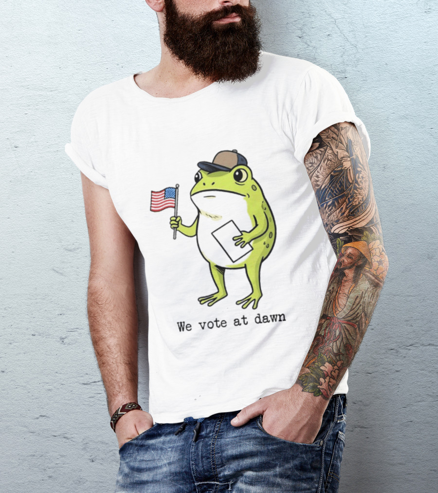 American Frog With Flag We Vote At Dawn T-Shirt