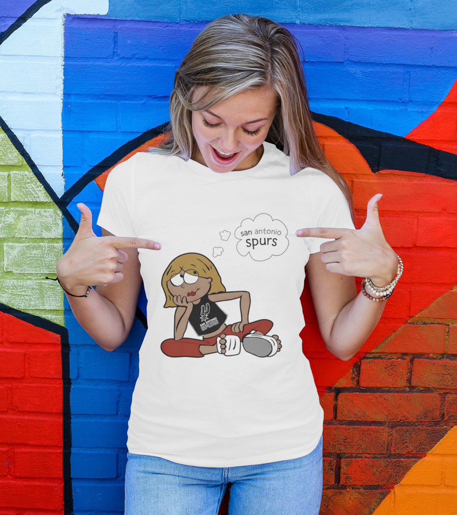 San Antonio Spurs Cartoon Blonde Girl Thought Bubble Daydreaming T-Shirt