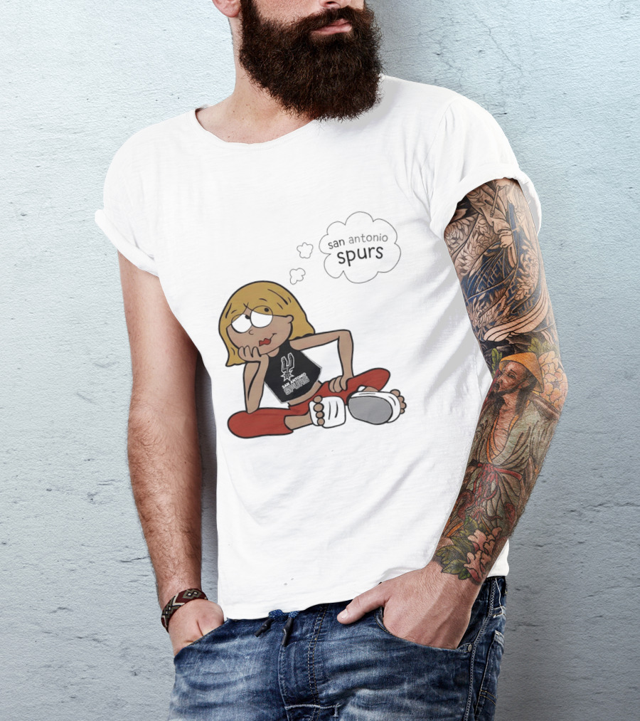 San Antonio Spurs Cartoon Blonde Girl Thought Bubble Daydreaming T-Shirt