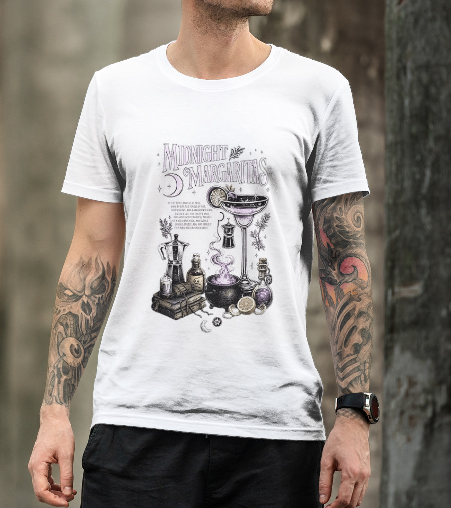 Midnight Margaritas Witchy Cocktail Cauldron Eye Of Newt Toe Of Frog Recipe Potion Essentials T-Shirt
