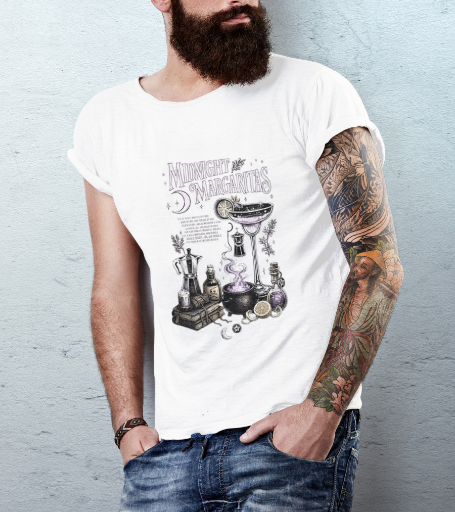 Midnight Margaritas Witchy Cocktail Cauldron Eye Of Newt Toe Of Frog Recipe Potion Essentials T-Shirt