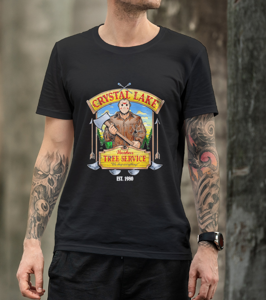 Crystal Lake Voorhees Tree Service We Chop Everything Est 1980 T-Shirt