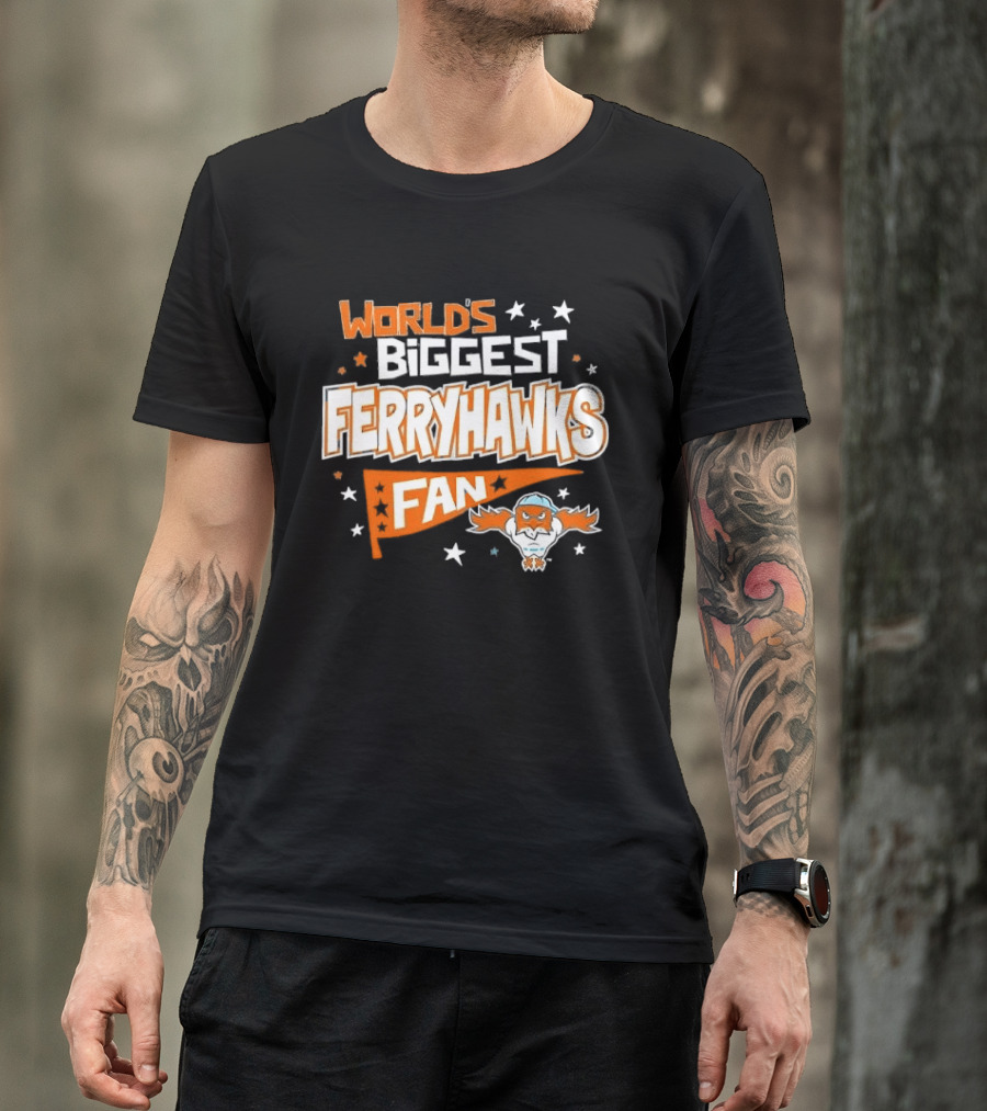 World's Biggest Staten Island Ferryhawks Fan Cartoon Pennant With Stars T-Shirt