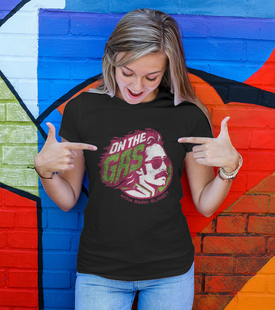 On The Gas With Ryan Blaney Racing Style Retro Hair Sunglasses T-Shirt