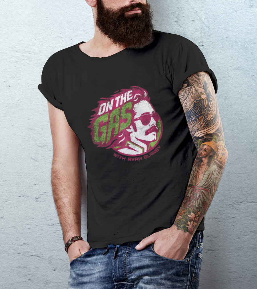On The Gas With Ryan Blaney Racing Style Retro Hair Sunglasses T-Shirt