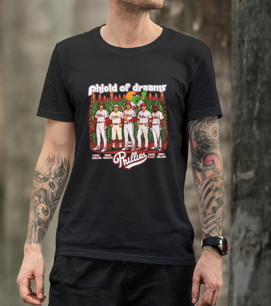 Phield Of Dreams Phillies 2026 Steve Carlton Robin Roberts Mike Schmidt Chase Utley Jimmy Rollins T-Shirt