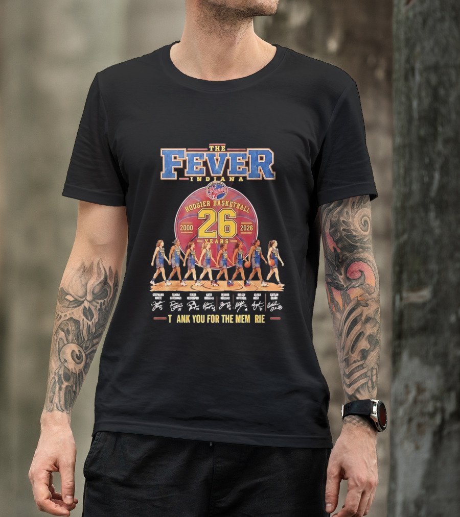 Indiana Fever 26 Years 2000 2026 Hoosier Basketball Memories Signatures T-Shirt