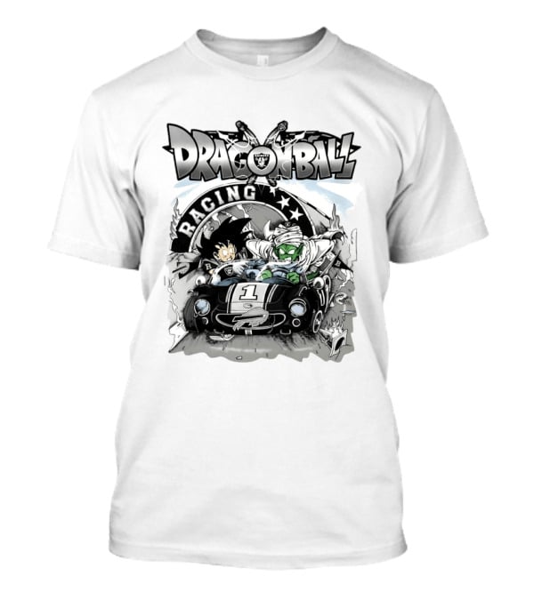 Las Vegas Raiders Dragon Ball Racing Goku Piccolo Driving Black Car Cartoon Raiders NFL T-Shirt