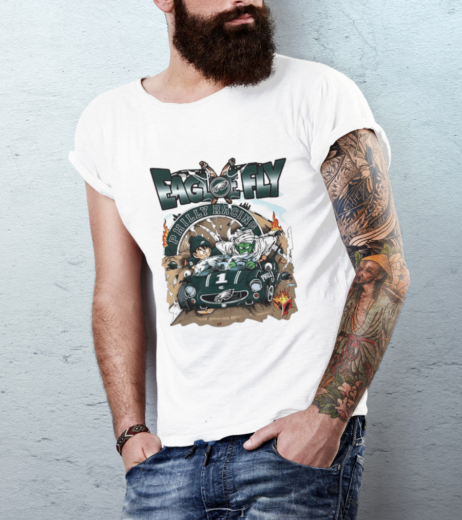 Eagle Fly Philly Racing Philadelphia Eagles Anime Characters Driving Race Car T-Shirt