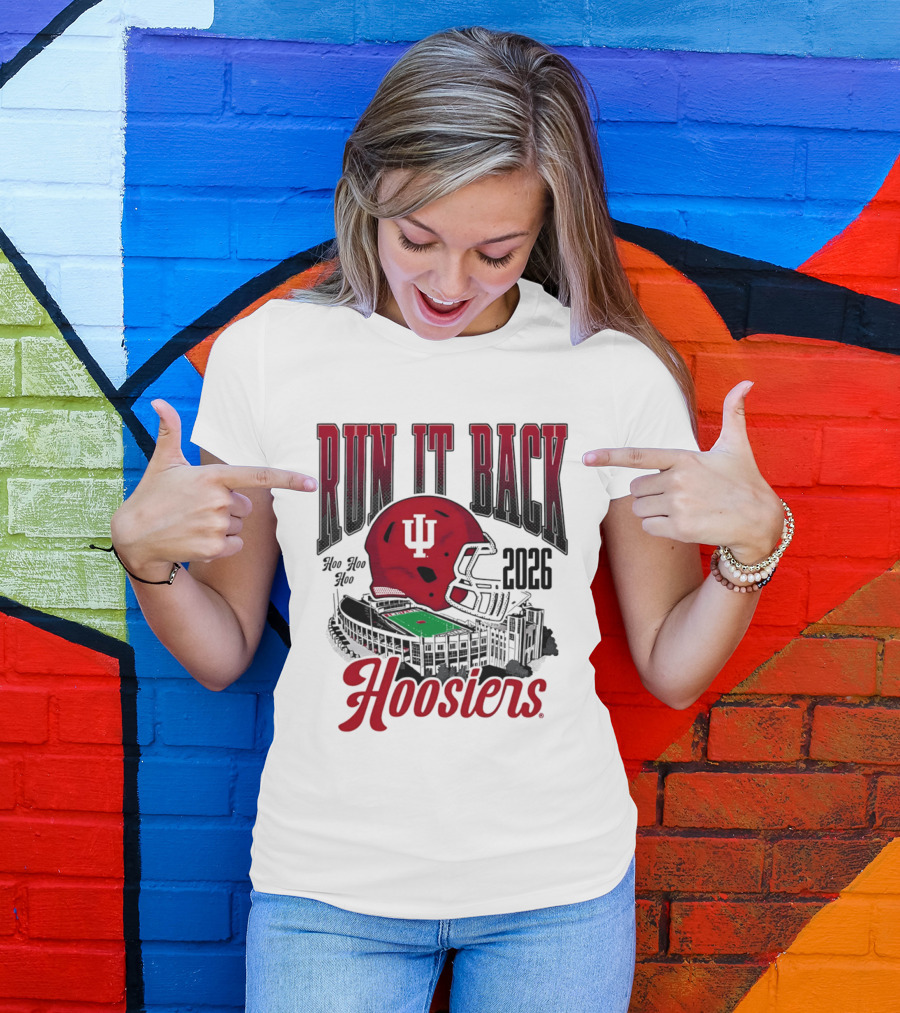 Run It Back Hoo Hoo Hoo 2026 Hoosiers Indiana University Football Stadium Helmet T-Shirt