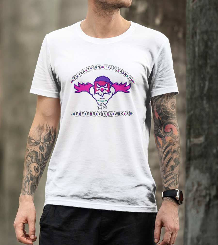 Staten Island Ferryhawks Cartoon Bird Backwards Cap Beads T-Shirt