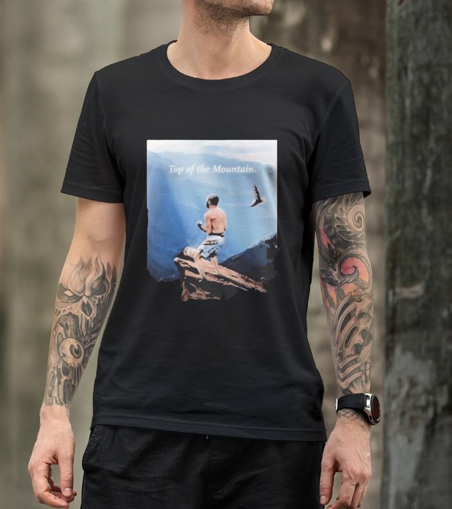 Islam Makhachev Top Of The Mountain Scenic Martial Arts Triumph T-Shirt