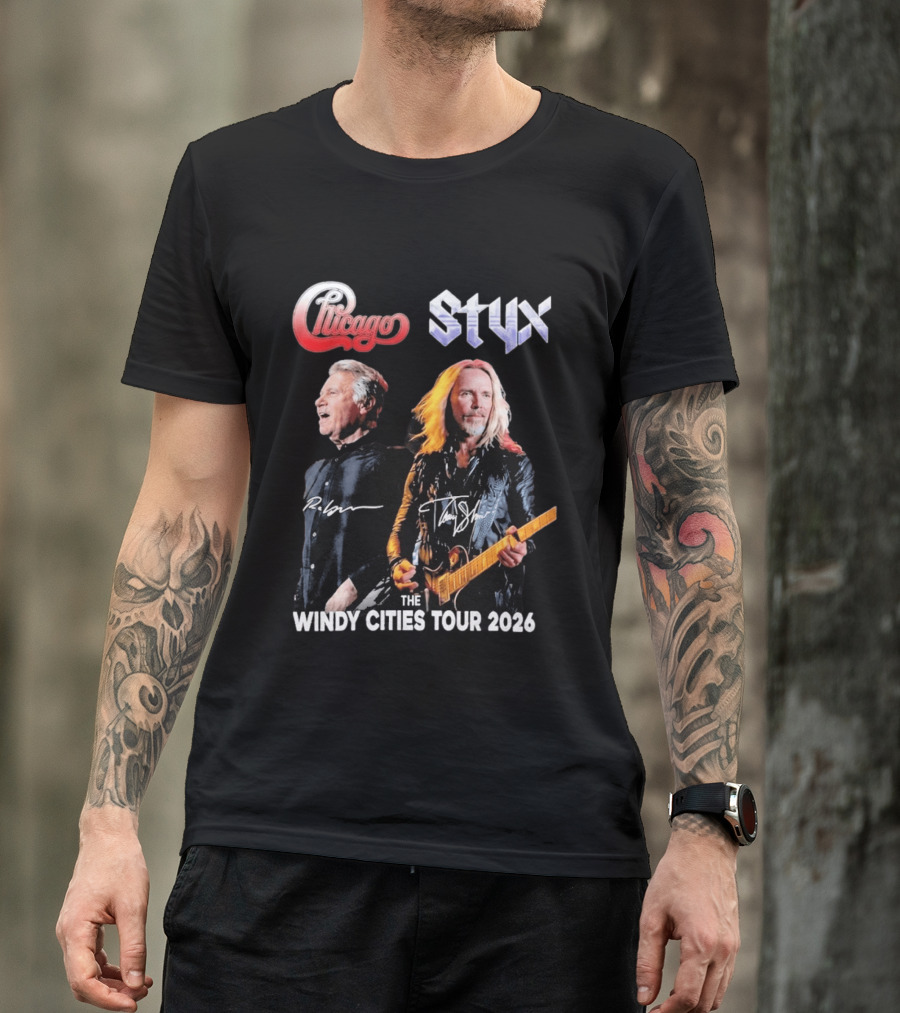 Chicago Styx The Windy Cities Tour 2026 Rock Concert T-Shirt