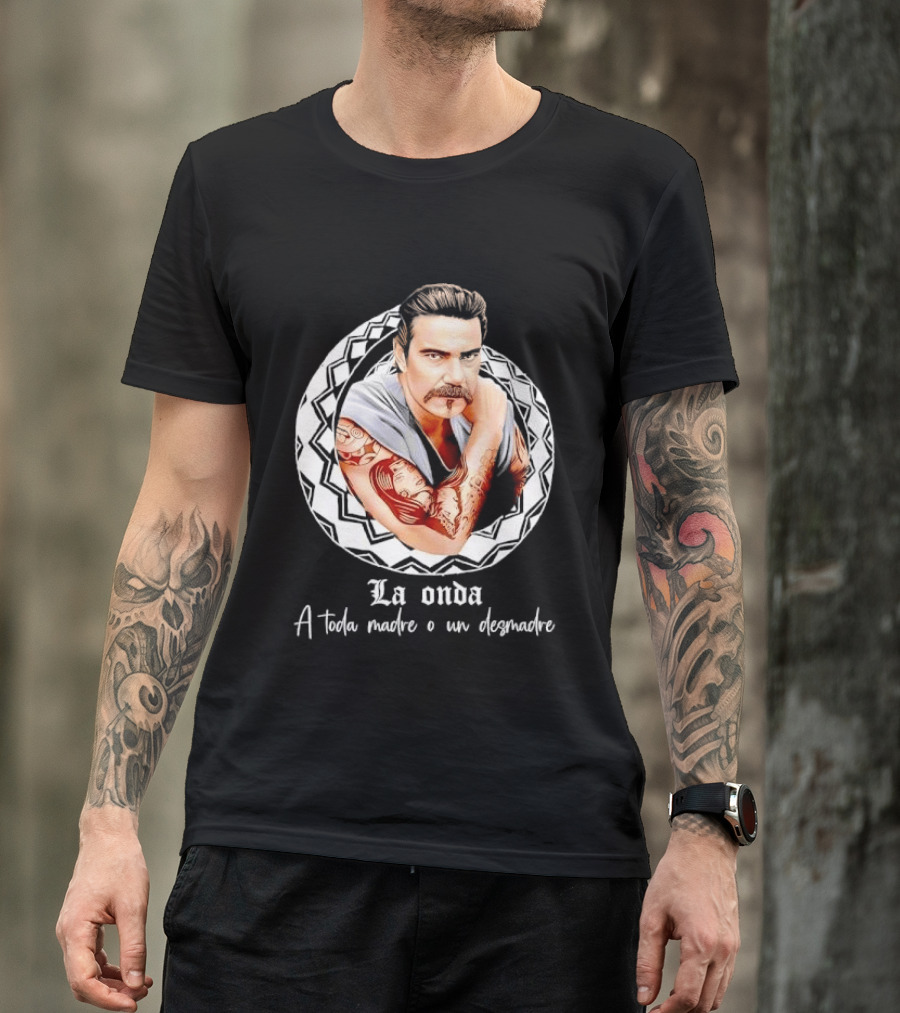La Onda A Toda Madre O Un Desmadre Tattooed Man Mustache Geometric T-Shirt