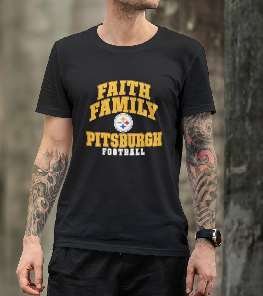 Pittsburgh Steelers Faith Family Football Team Yellow Arched T-Shirt