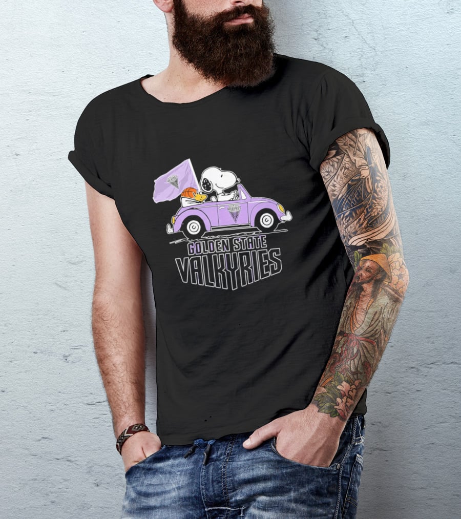 Golden State Valkyries Snoopy Volkswagen Beetle T-Shirt