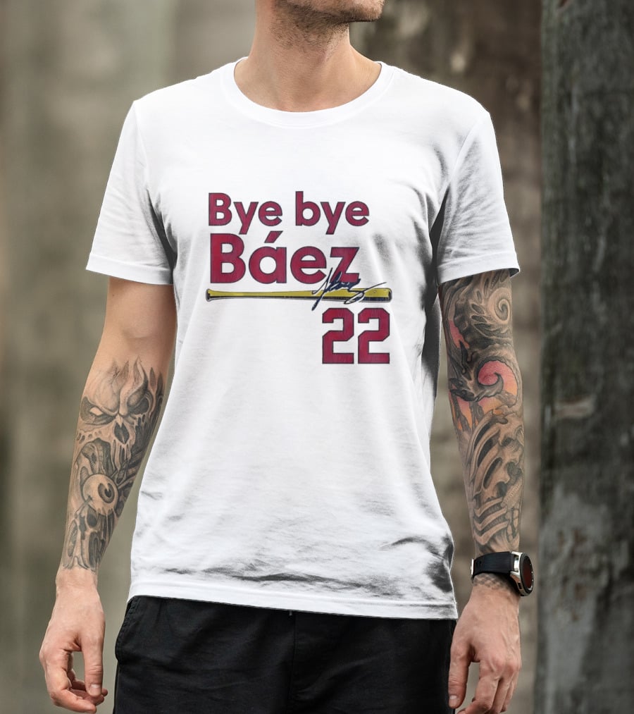 Bye Bye Báez 22 Yellow Gold Baseball Bat Player T-Shirt
