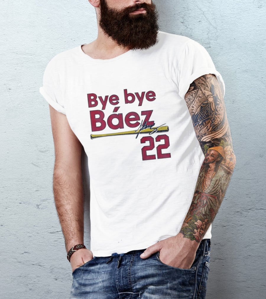 Bye Bye Báez 22 Yellow Gold Baseball Bat Player T-Shirt