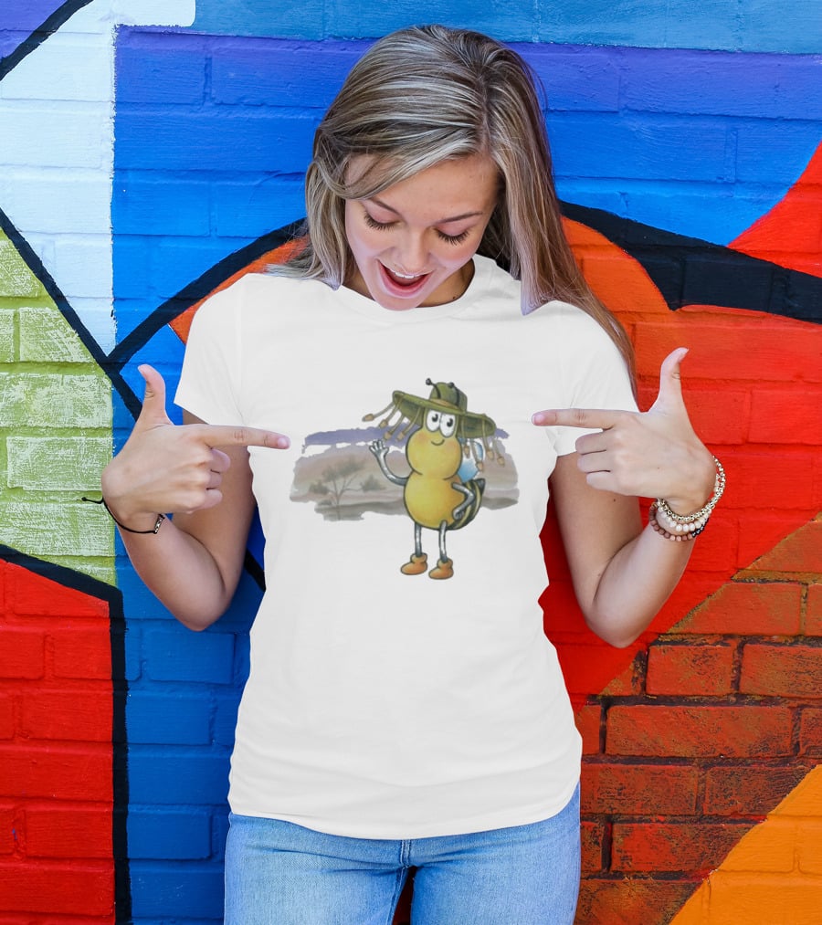 Drgluon Waving In The Outback With Bug Character In Sun Hat T-Shirt