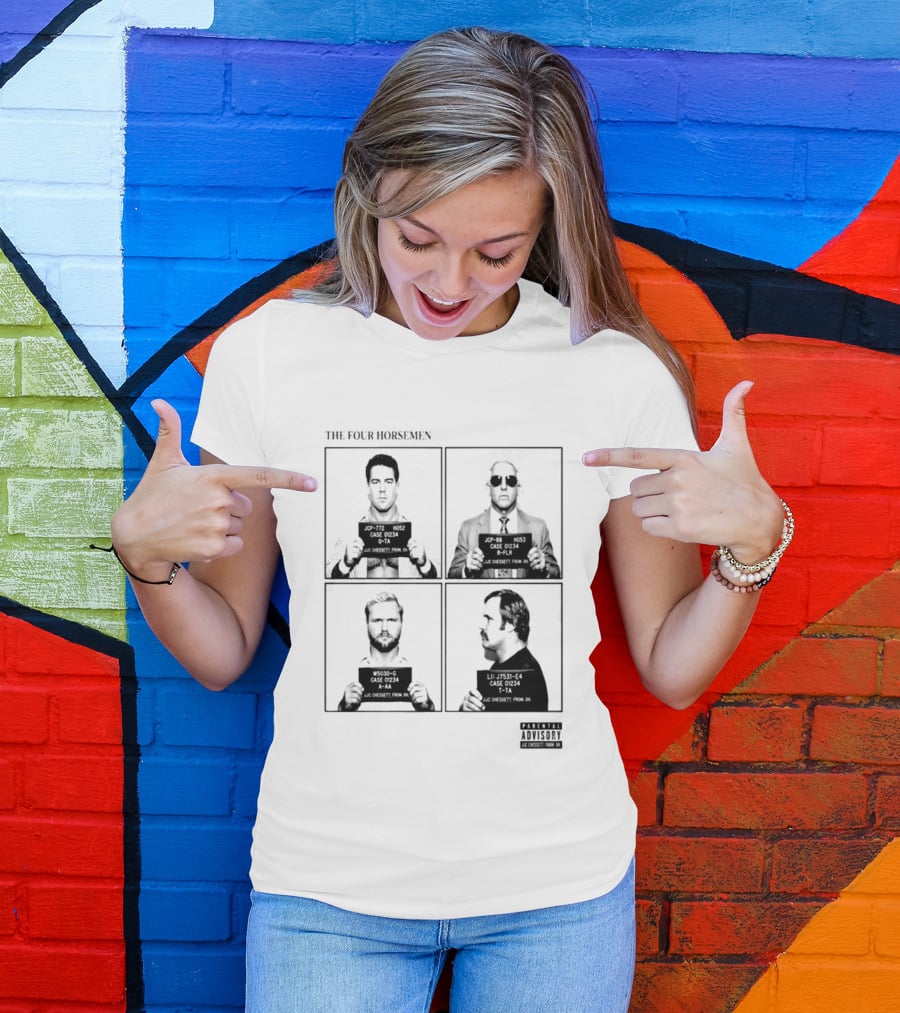 The Four Horsemen Ric Flair Tully Blanchard Arn Anderson Ole Anderson Shot Parental Advisory T-Shirt