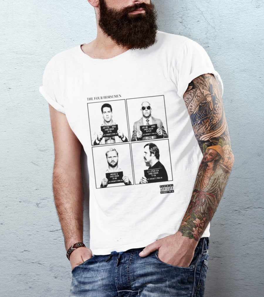 The Four Horsemen Ric Flair Tully Blanchard Arn Anderson Ole Anderson Shot Parental Advisory T-Shirt