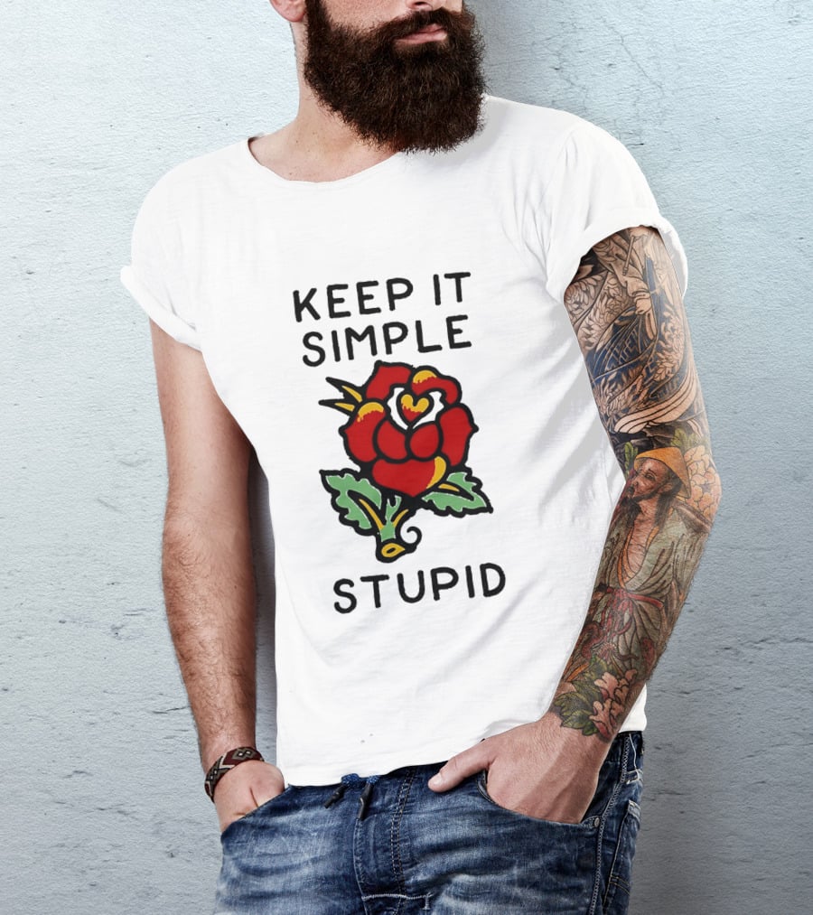 Keep It Simple Stupid Red Rose Kiss Minimalist T-Shirt