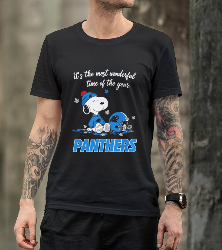 Panthers It's The Most Wonderful Time Of The Year Cartoon Snoopy Beanie Helmet T-Shirt