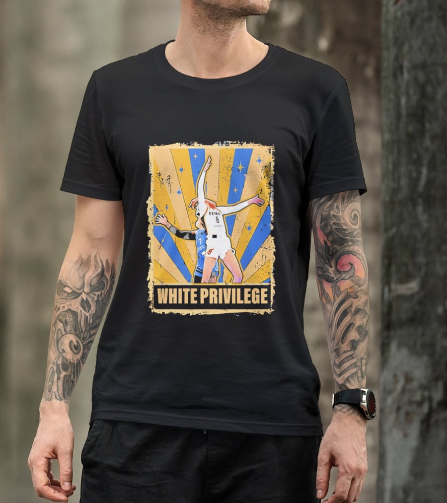 Indiana Fever WNBA White Privilege Basketball Players Foul Distressed Sunburst Stars T-Shirt