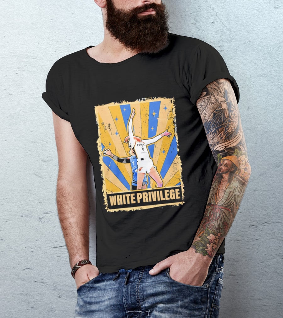Indiana Fever WNBA White Privilege Basketball Players Foul Distressed Sunburst Stars T-Shirt