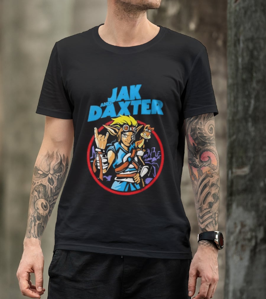 Jak And Daxter Cartoon Hero With Goggles In Red Circle T-Shirt