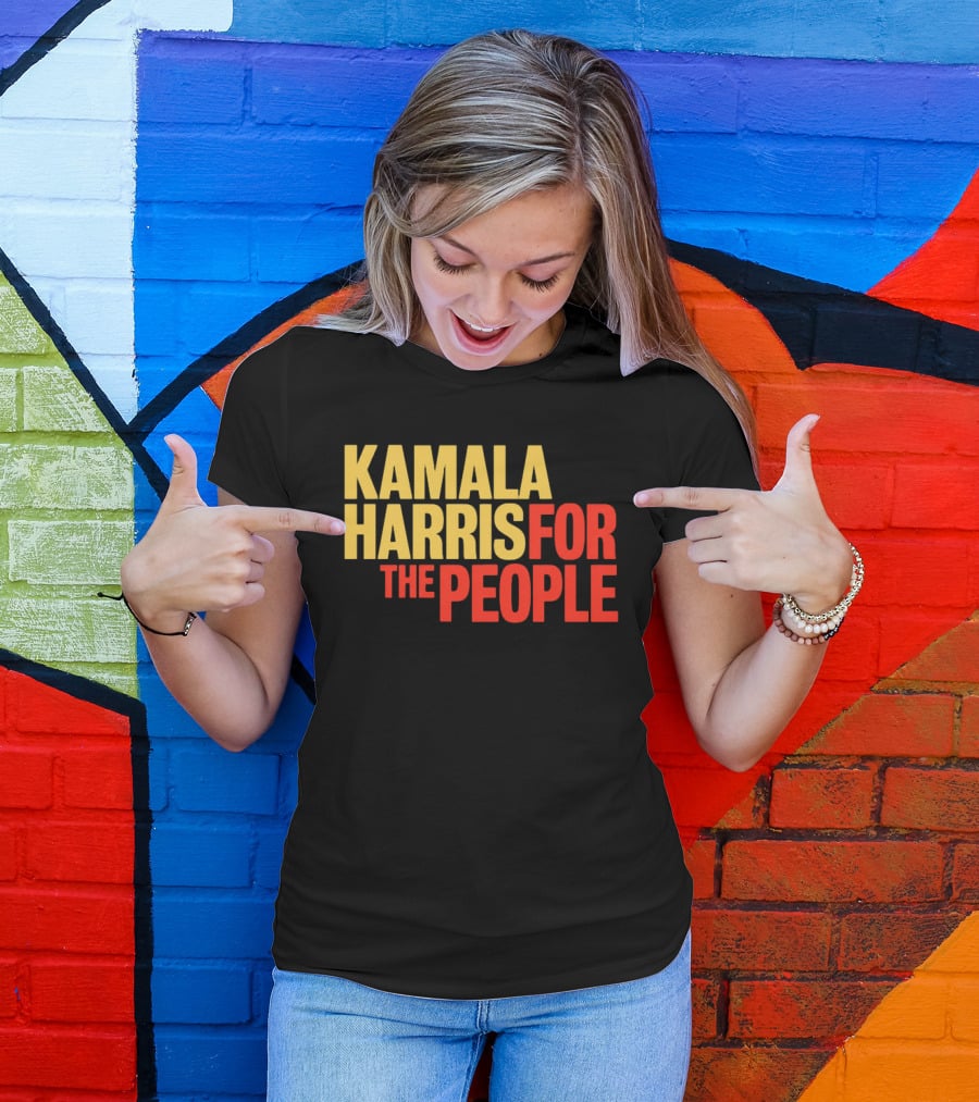 Kamala Harris For The People Text Classic Bold Yellow And Red T-Shirt