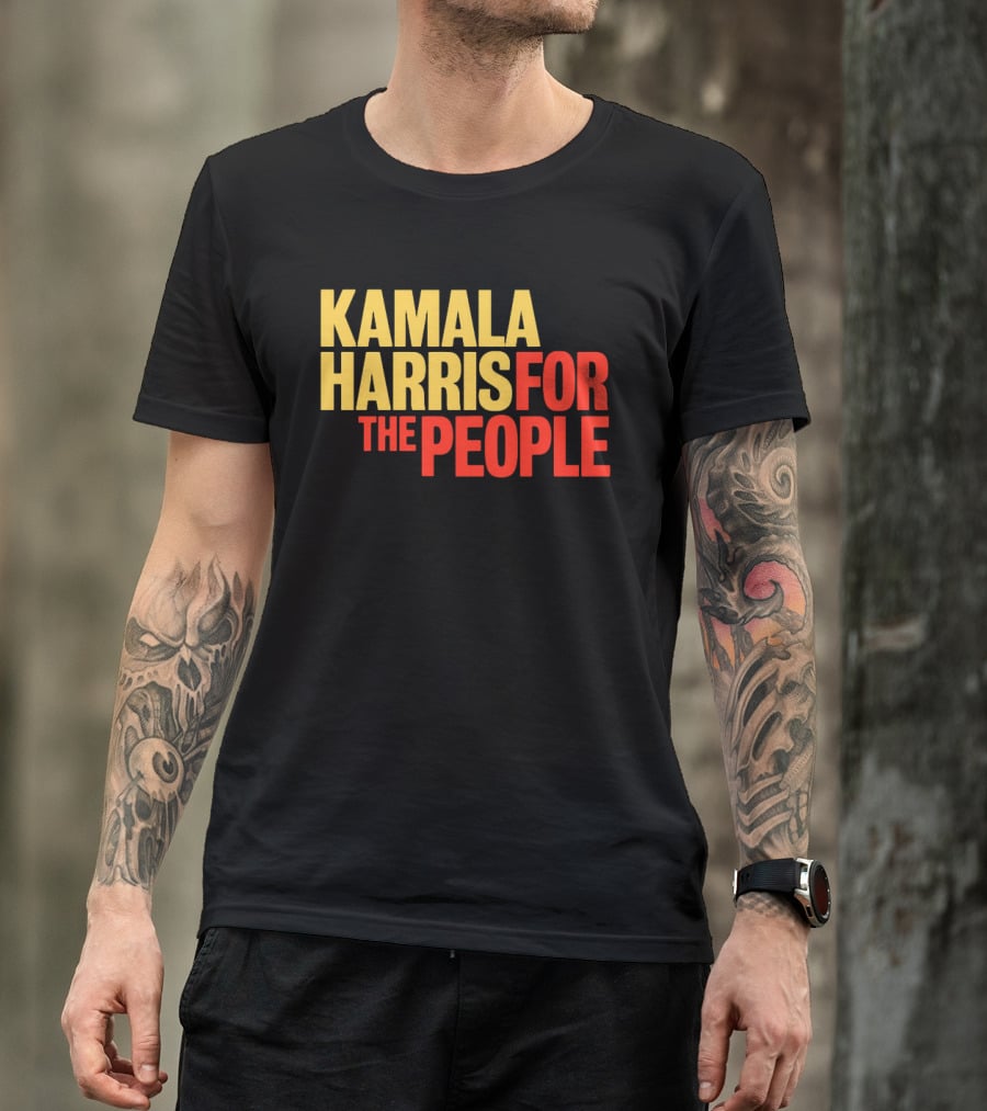 Kamala Harris For The People Text Classic Bold Yellow And Red T-Shirt