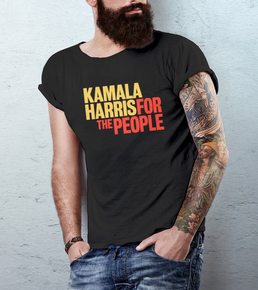 Kamala Harris For The People Text Classic Bold Yellow And Red T-Shirt