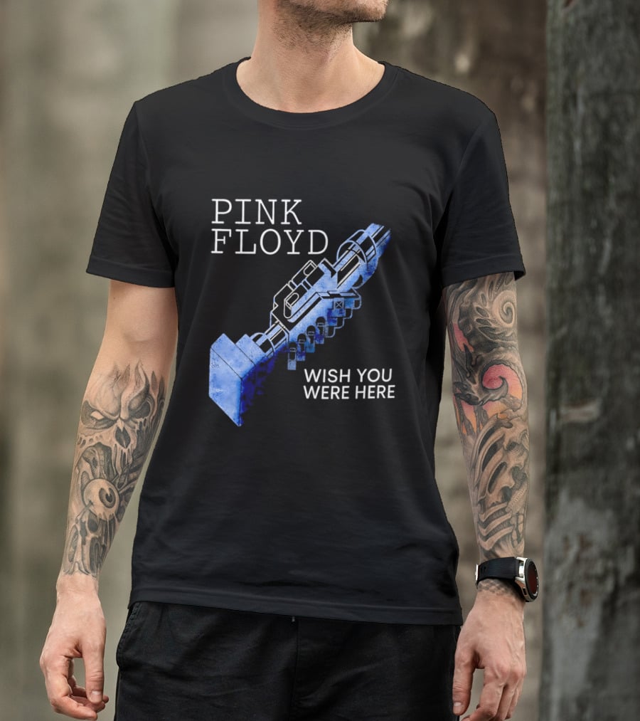 Pink Floyd Wish You Were Here Blue Mechanical Robot Handshake T-Shirt