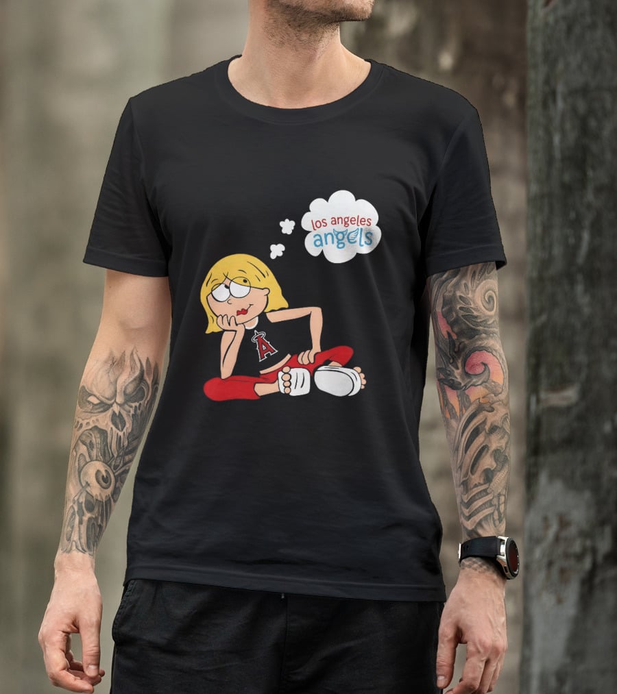 Los Angeles Angels MLB Blonde Girl Thought Bubble Sitting Pose T-Shirt