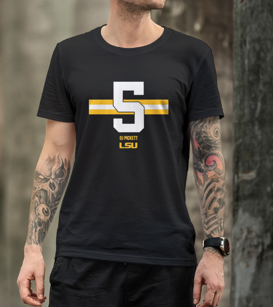 LSU Tigers DJ Pickett Number 5 Yellow T-Shirt