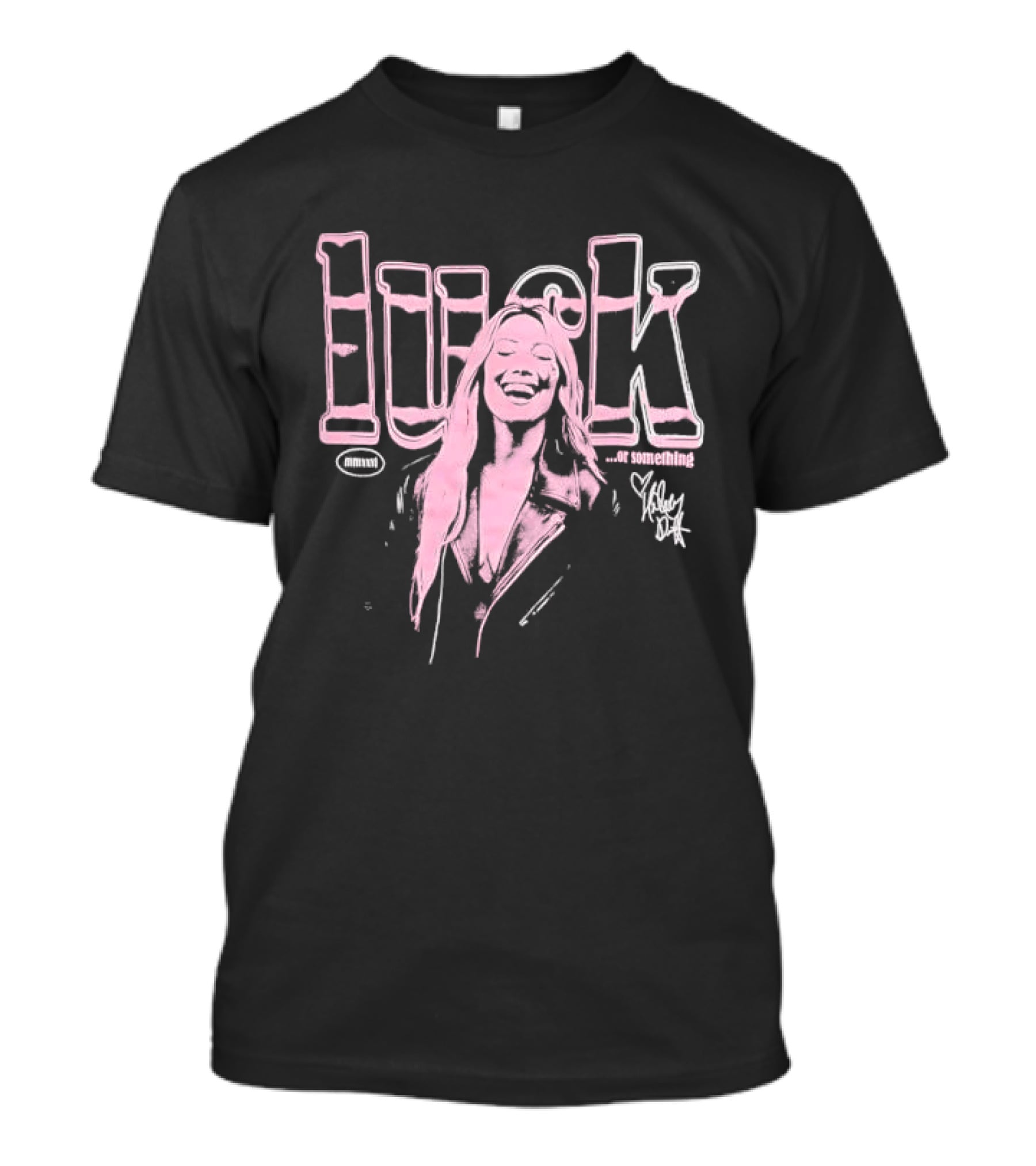 Luck Or Something Hilary Duff Laughing Woman Pink Tint Leather Jacket T-Shirt