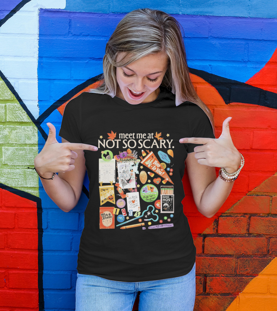 Meet Me At Not So Scary Boo To You Disney Halloween Trick Or Treating Black Flame Candle Halloween Party T-Shirt