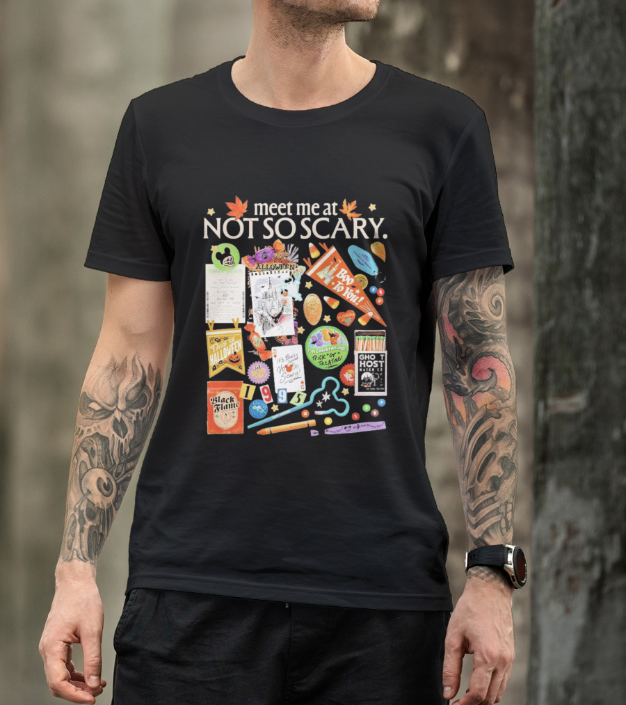 Meet Me At Not So Scary Boo To You Disney Halloween Trick Or Treating Black Flame Candle Halloween Party T-Shirt